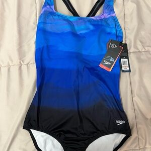 Speedo Blue to Black Ombre Women’s One-Piece Swimsuit